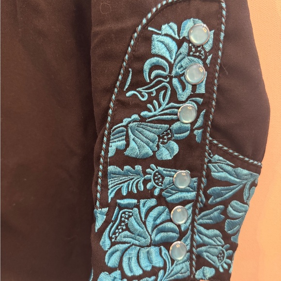 Scully Black Shirt with Turquoise Details - Picture 3 of 7